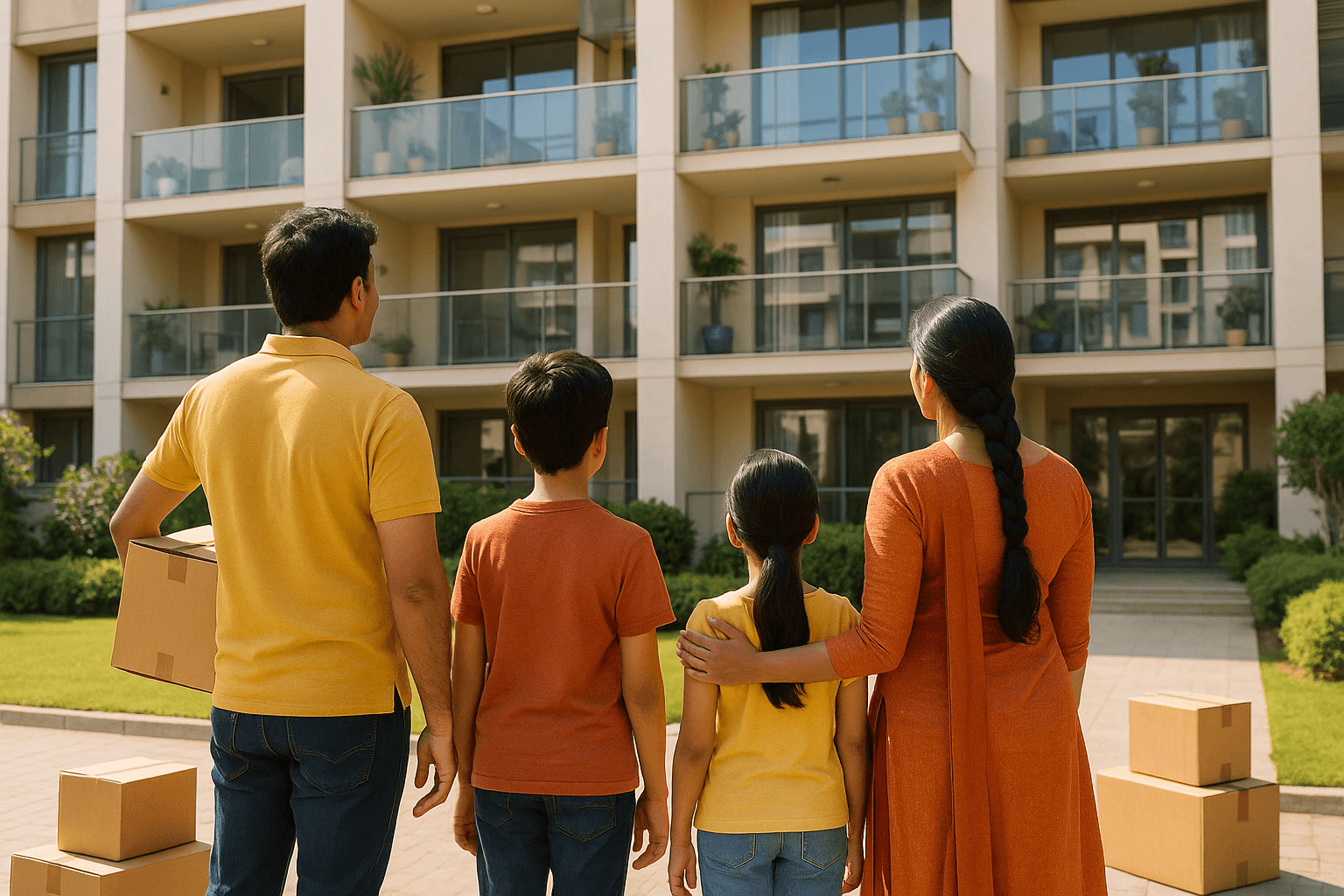 Family in a modern home